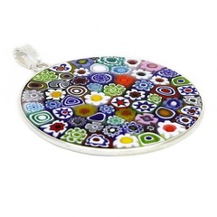 Glass Of Venice Murano Glass Millefiori Pendant Necklace Multicolor in Silver Fr