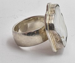 Estate Sterling Silver AGOT COSTA RICA designer white Blister Pearl ring band s6