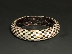 Checkered Mother Of Pearl Mosaic Bangle Bracelet Handcrafted Artisan Jewelry