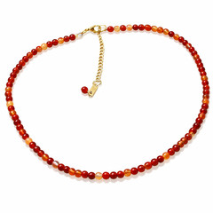 Natural Carnelian Beaded Necklace • 18K Gold Plated • Handmade Gemstone Choker