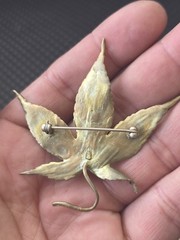 Vtg Rare MICHAEL MICHAUD Bronze Japanese Maple Flower Pin/brooch Pre Owned #H