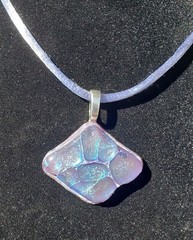 Blue Water Drop Hand Crafted Fused Dichroic Glass Necklace