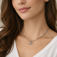 Surgical Stainless Steel Forever Heart Charm Necklace – Diamond‑Cut Rolo Chain