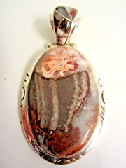 Laguna Lace Agate Sterling Silver Pendant 2.5 X 1.25 Inches