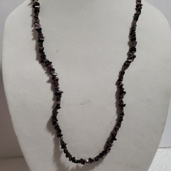 Long Dark Purple Genuine Amethyst Chip Necklace Natural Gemstone Beads 32″