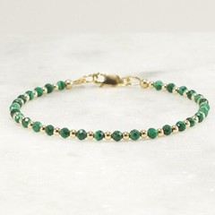 3mm Malachite Bracelet – Minimalist 14k Gold Filled