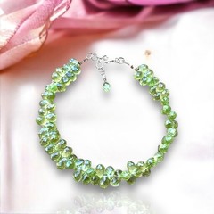 Natural Peridot Bracelet Handcrafted 14k Yellow Gold Filled , August Birthstone