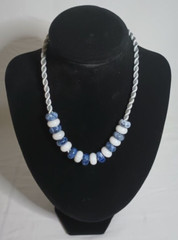 Blue Sodalite and Snow Quarts artisan made beaded necklace