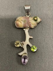 Charles Albert Fine Sterling Silver .950 Gemstone Pendant – Handmade Artisan