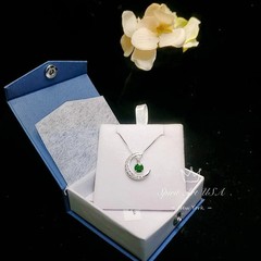 Crescent Moon Emerald Necklace – Sterling Silver One Necklace Two wear – Green