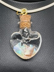 opal in heart shaped jar pendant, australian opal multi color