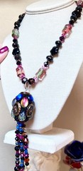 AMAZING Sterling Silver Labradorite, Pink Topaz, Spinel, Art Glass Etc. Necklace
