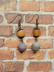 2-Piece Set made with Purple and Orange Agate and Antique Bronze Findings