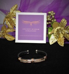 Cuff Bracelet/Copper and Black Leather-Handmade- Gift Box/Free Shipping-BL0107-