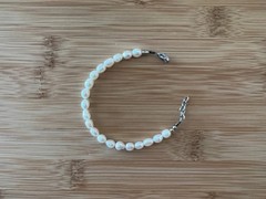 New! Freshwater Pearl & Stainless Steel Handmade Bracelet 6 7/8 – 7 1/2 in.-B705