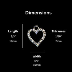 Rhinestone Heart Charm Earrings–925 Sterling Silver Hooks – Blue, Clear or Pink