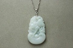 Natural White green A Jadeite jade Hand-Carved Cow (Chinese Zodiac) Pendant