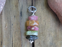 Rainbow Tourmaline and Sterling Silver Charm