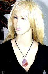 Dragon Veins Agate Pendant Necklace Pink Orange Brown Statement Stone Jewelry