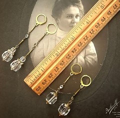 Stunning Antique Edwardian Paste, Rhinestone Necklace & Earrings, Bridal, Gold