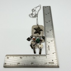Artisan Starfish Pendant Necklace 925 Sterling Gemstone Chip Dangle Charms 19”
