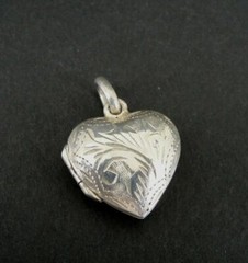 Locket Heart Silver Dainty Engraved Design Sterling 925 Pendant Locket or Charm