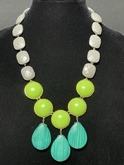 David Aubrey Statement Necklace Signed Malachite Green Gray