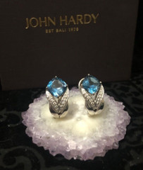 JOHN HARDY Magic Cut London Blue Topaz DIAMOND Earrings – STUNNING! $1,795 NWOT