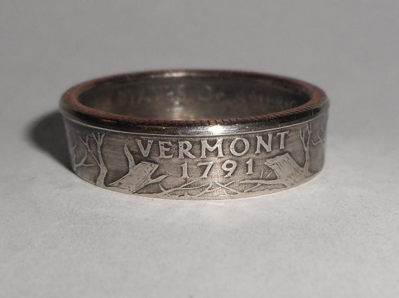 «Sealed» VERMONT STATE QUARTER handmade coin ring or pendant size 4-14