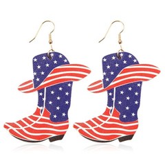 American Flag USA Patriotic Earrings – July 4th Independence Sparkly Rhinesto…