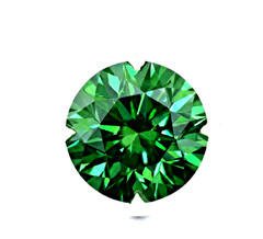 20 Ct Certified Deep Green Diamond Ring, Great Sparkle, FREE Studs