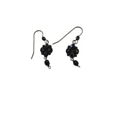 Three Pairs of Earrings Set Black Silver Handcuff Goth Beaded Dangle 3 Pairs