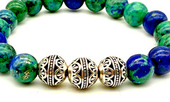 Handmade 10mm Eilat Stone & Sterling Silver Bali Bead Gemstone Bracelet