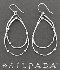 SILPADA Sterling Silver CONSTELLATION CZ Teardrop Hoop Earrings~#W2268