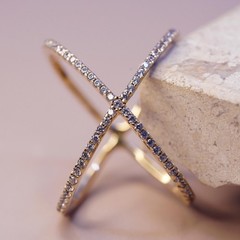 Size 10.5, yellow gold plated sterling 925 silver ring cluster Cz, cross band