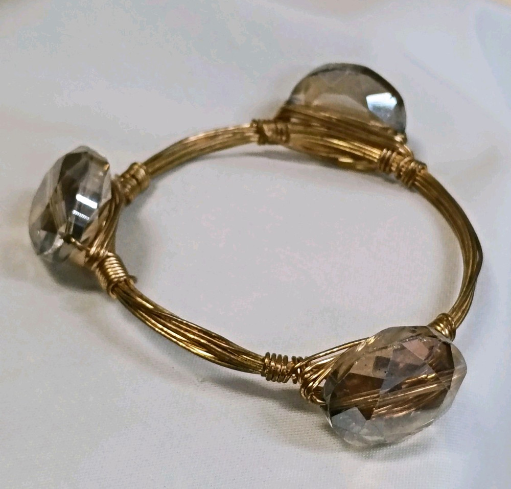 Bourbon and Boweties wire-wrapped bangle bracelet Smokey Quartz