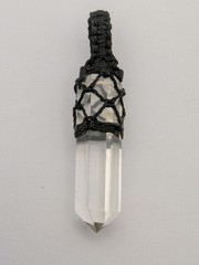 Natural Himalayan Quartz Crystal Point Pendant Cord Wrapped Macrame Charm. 4.7Gm