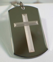 PRAYER TO ST. MICHAEL, CROSS 2S DOG TAG NECKLACE STAINLESS STEEL
