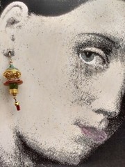 24k vermail grn quartz peridot TQ spiny oyster earrings by Kate Nolan 2 1/4″