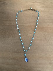 Necklace Turquoise Blue Y Drop Beaded Beach Summer Boho Chic Y2K Glam 2000s