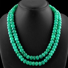 719.00 CTS EARTH MINED 2 STRAND GREEN EMERALD ROUND SHAPE BEADS NECKLACE (RS)