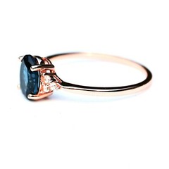 Lab Made London BLue Topaz Ring Rose Gold Vermeil, December birthstone