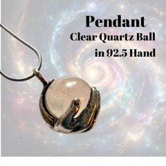 Clear Quartz Ball in 92.5 Hand Pendant spiritual wisdom clarity peace by JKL 812