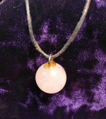 Rose Quartz Ball Necklace 14 3/8 Length Ball 3/4 Inch 9 Grams