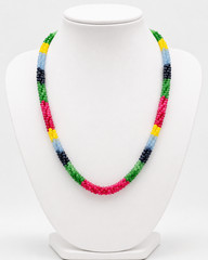 4-5mm Natural Multi Quartz Twisted Necklace Rainbow Color Gemstone Beads 18″