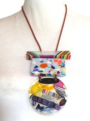 Sobral Atelie Art Deco 3 Collections Gray Mosaic Inclusion Pendant Necklace