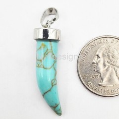 Natural Gemstone Horn Pendant Necklace Making Amethyst Tiger Eye Opalite Onyx