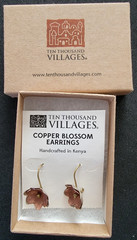 Ten Thousand Villages Copper Blossom Dangle Earrings Hook Handcrafted Kenya