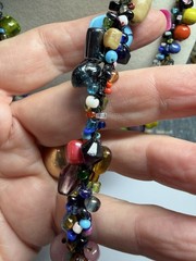 HANDCRAFTED Art Glass Seed Bead TWIST WRAP NECKLACE Multi Color EXTRA LONG 48″