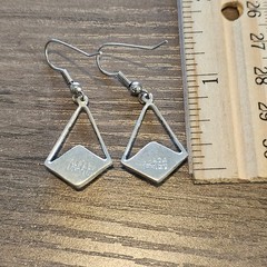 Alpaca Silver Dangle Diamond Cutout Earrings with Pink Sky with Moon & Stars